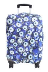 (My#41 Nazar Boncuk) VALİZ İÇİN KILIF Mavi - Orta Boy
