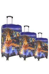 (My#56 Galata Kuş Bakışı) VALİZLER İÇİN KILIF SETİ (KABİN ORTA VE BÜYÜK)