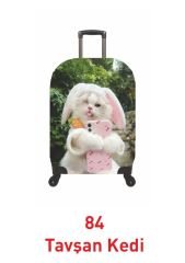 (My#84 Tavşan Kedi) VALİZ İÇİN KILIF