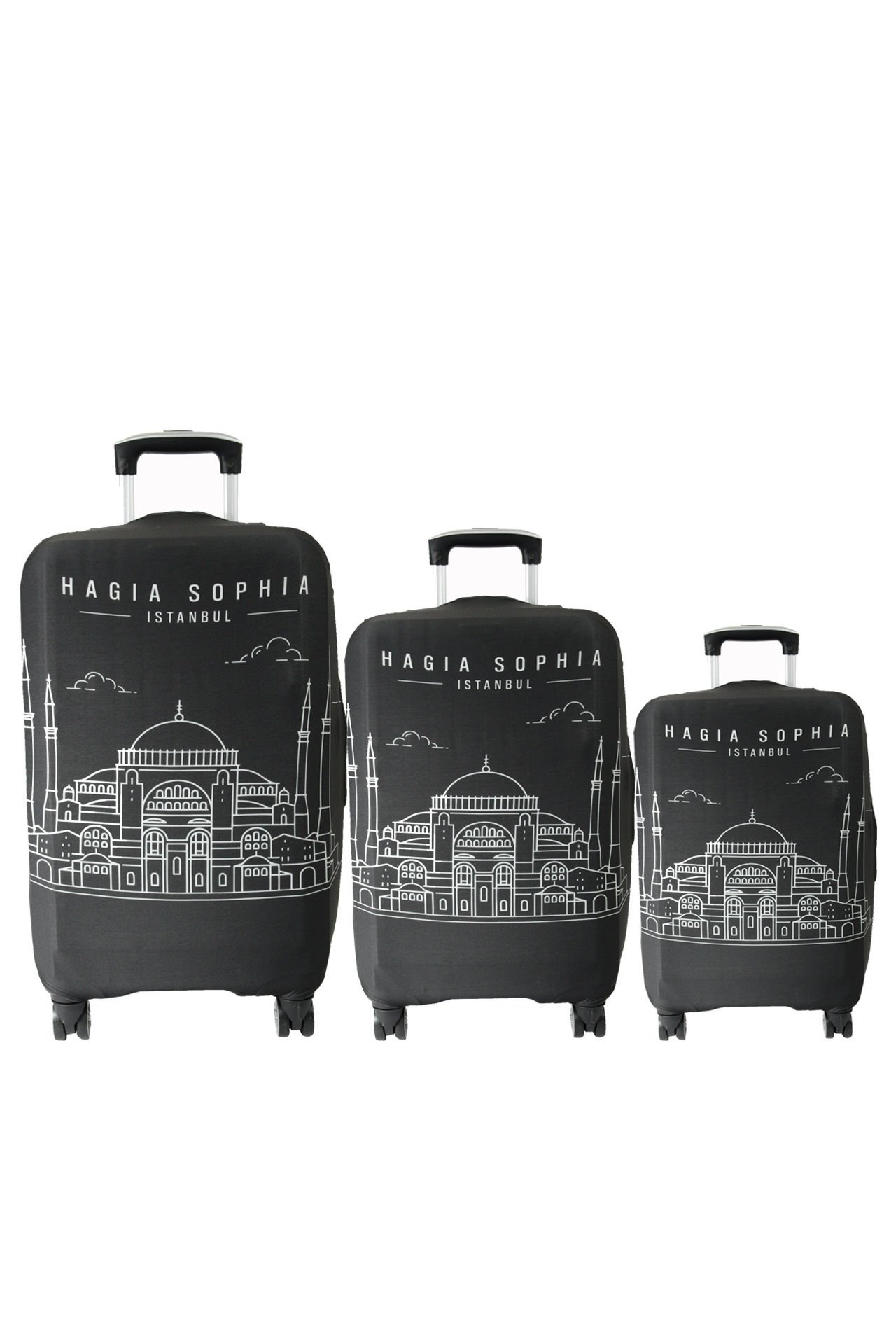 (My#119 Ayasofya / Hagia Sophia 1) VALİZLER İÇİN KILIF SETİ (KABİN ORTA VE BÜYÜK)