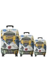 (My#121 Ayasofya / Hagia Sophia KEDİ) VALİZLER İÇİN KILIF SETİ (KABİN ORTA VE BÜYÜK)