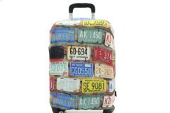 (My#15 Plakalar) VALİZ İÇİN KILIF Gri - Orta Boy