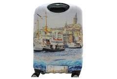 (My#33 Eminönü) VALİZ İÇİN KILIF Beyaz - Mavi - Orta Boy