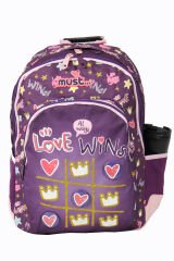 MUST 585009 Love Wins Çift Cepli İlkokul Sırt Çantası-Mor