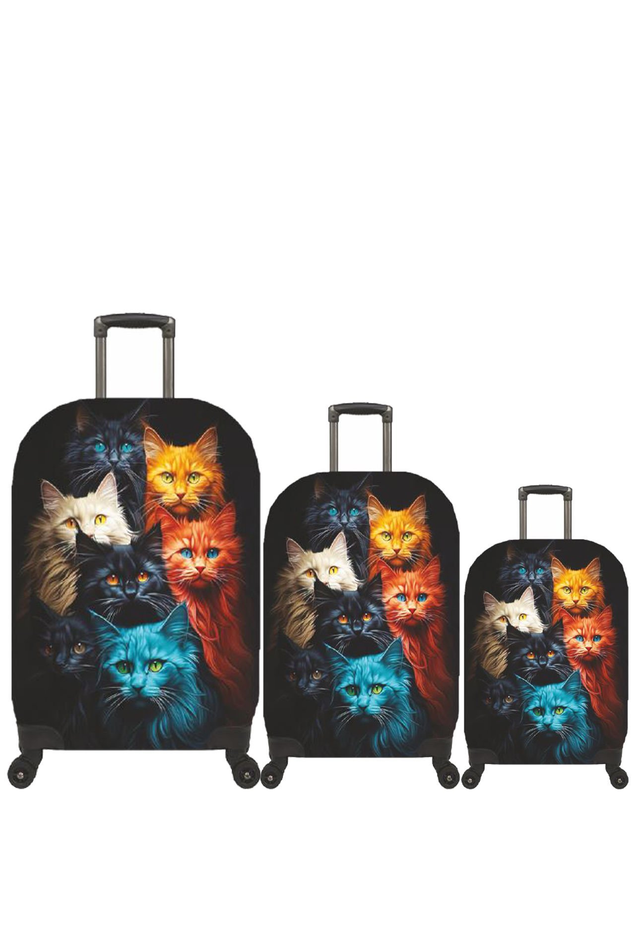 (My#86 Kedi Çete) VALİZLER İÇİN KILIF SETİ (KABİN ORTA VE BÜYÜK)