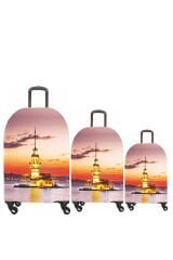 (My#34 Kız Kulesi) VALİZLER İÇİN KILIF SETİ (KABİN ORTA VE BÜYÜK)