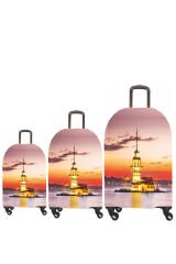 (My#34 Kız Kulesi) VALİZLER İÇİN KILIF SETİ (KABİN ORTA VE BÜYÜK)