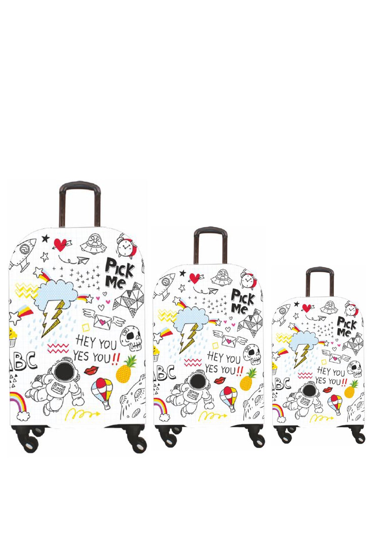 (My#36 Karışık) VALİZLER İÇİN KILIF SETİ (KABİN ORTA VE BÜYÜK)