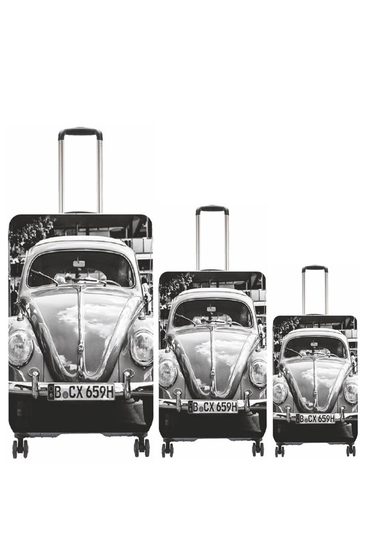 (My#69 Gri Vosvos) VALİZLER İÇİN KILIF SETİ (KABİN ORTA VE BÜYÜK)