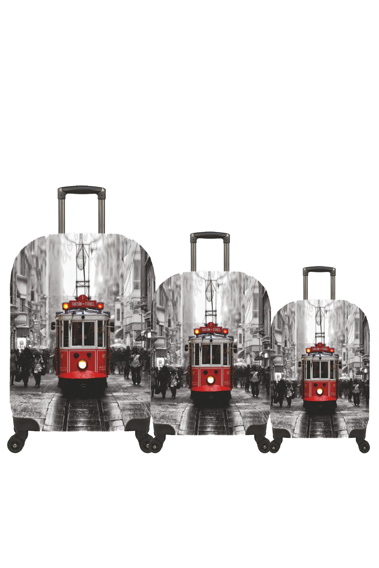 (My#54 Taksim2) VALİZLER İÇİN KILIF SETİ (KABİN ORTA VE BÜYÜK)