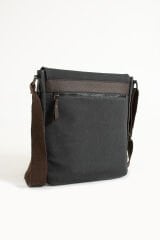 M 417 Mega Bag Unısex Kanvas Postacı Çantası Askılı Çanta Omuz Çanta Gri-Siyah