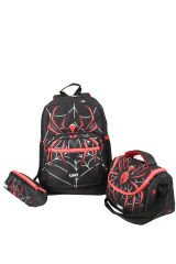 WIA SW031 Örümcek - 3' Lü Okul Çantası Seti - Sırt Ve Beslenme Çantası + Kalemlik