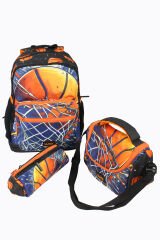 WIA SW030 Basketbol - 3' Lü Okul Çantası Seti - Sırt Ve Beslenme Çantası + Kalemlik