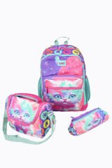 WIA SW026 Kedili - 3' Lü Okul Çantası Seti - Sırt Ve Beslenme Çantası + Kalemlik