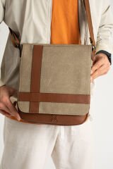 M 417 Mega Bag Unısex Kanvas Postacı Çantası Askılı Çanta Omuz Çanta Camel-Taba