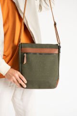 M 417 Mega Bag Unısex Kanvas Postacı Çantası Askılı Çanta Omuz Çanta Yeşil-Taba