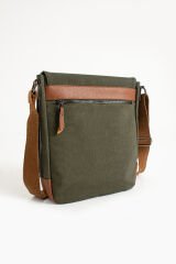 M 417 Mega Bag Unısex Kanvas Postacı Çantası Askılı Çanta Omuz Çanta Yeşil-Taba