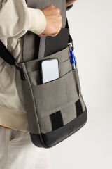 M 417 Mega Bag Unısex Kanvas Postacı Çantası Askılı Çanta Omuz Çanta Gri-Siyah