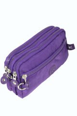 M 231 Mega Bag Krinkıl Kumaş Unisex El Omuz Çantası, Telefonluk (yatay), Clutch Mor