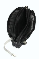 M 231 Mega Bag Krinkıl Kumaş Unisex El Omuz Çantası, Telefonluk (yatay), Clutch Siyah