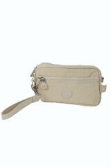 M 231 Mega Bag Krinkıl Kumaş Unisex El Omuz Çantası, Telefonluk (yatay), Clutch Krem