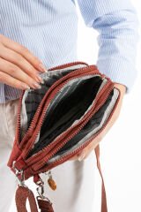 M 231 Mega Bag Krinkıl Kumaş Unisex El Omuz Çantası, Telefonluk (yatay), Clutch Kiremit