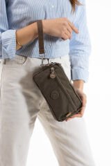 M 231 Mega Bag Krinkıl Kumaş Unisex El Omuz Çantası, Telefonluk (yatay), Clutch Vizon