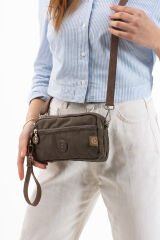 M 231 Mega Bag Krinkıl Kumaş Unisex El Omuz Çantası, Telefonluk (yatay), Clutch Vizon