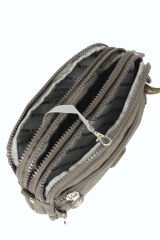 M 231 Mega Bag Krinkıl Kumaş Unisex El Omuz Çantası, Telefonluk (yatay), Clutch Vizon