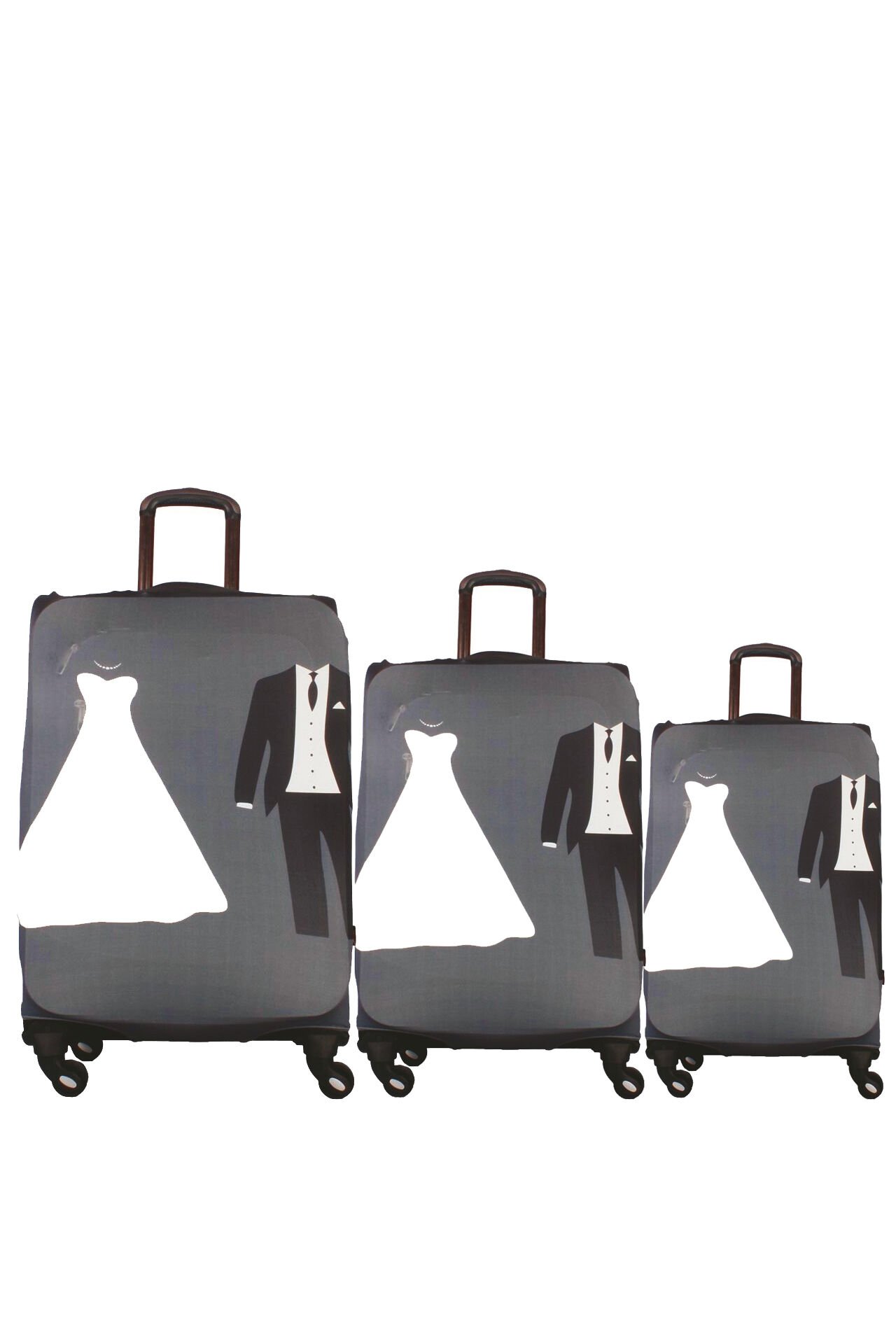 My 08 Gelin & Damat VALİZ KILIFI / BAVUL KORUYUCU ÖRTÜSÜ Büyük, Orta, Kabin Boy Set