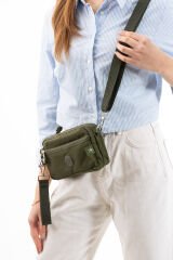 M 231 Mega Bag Krinkıl Kumaş Unisex El Omuz Çantası, Telefonluk (yatay), Clutch Yeşil