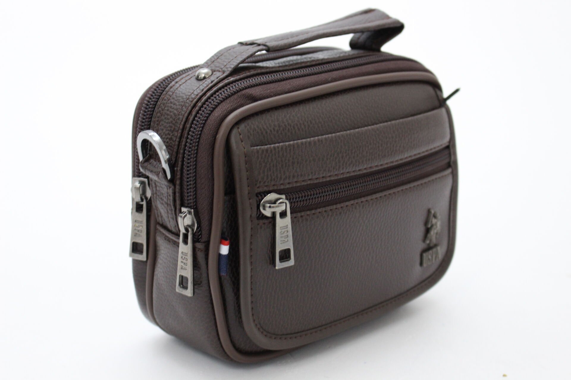 Plevr 8418 Us Polo Suni Deri Omuz Askılı, Kulplu Portföy Çanta Kahverengi