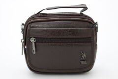 Plevr 8418 Us Polo Suni Deri Omuz Askılı, Kulplu Portföy Çanta Kahverengi