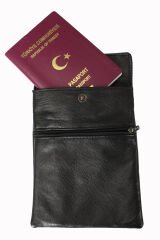 Drps Boyun Askılı Hakiki Deri Pasaportluk, Evrak Çantası Siyah