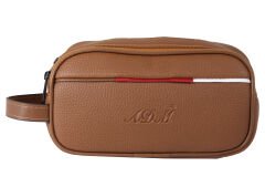 Adm Tommy Suni Deri Traş (Tıraş) Seyahat Çantası, El Çantası Taba