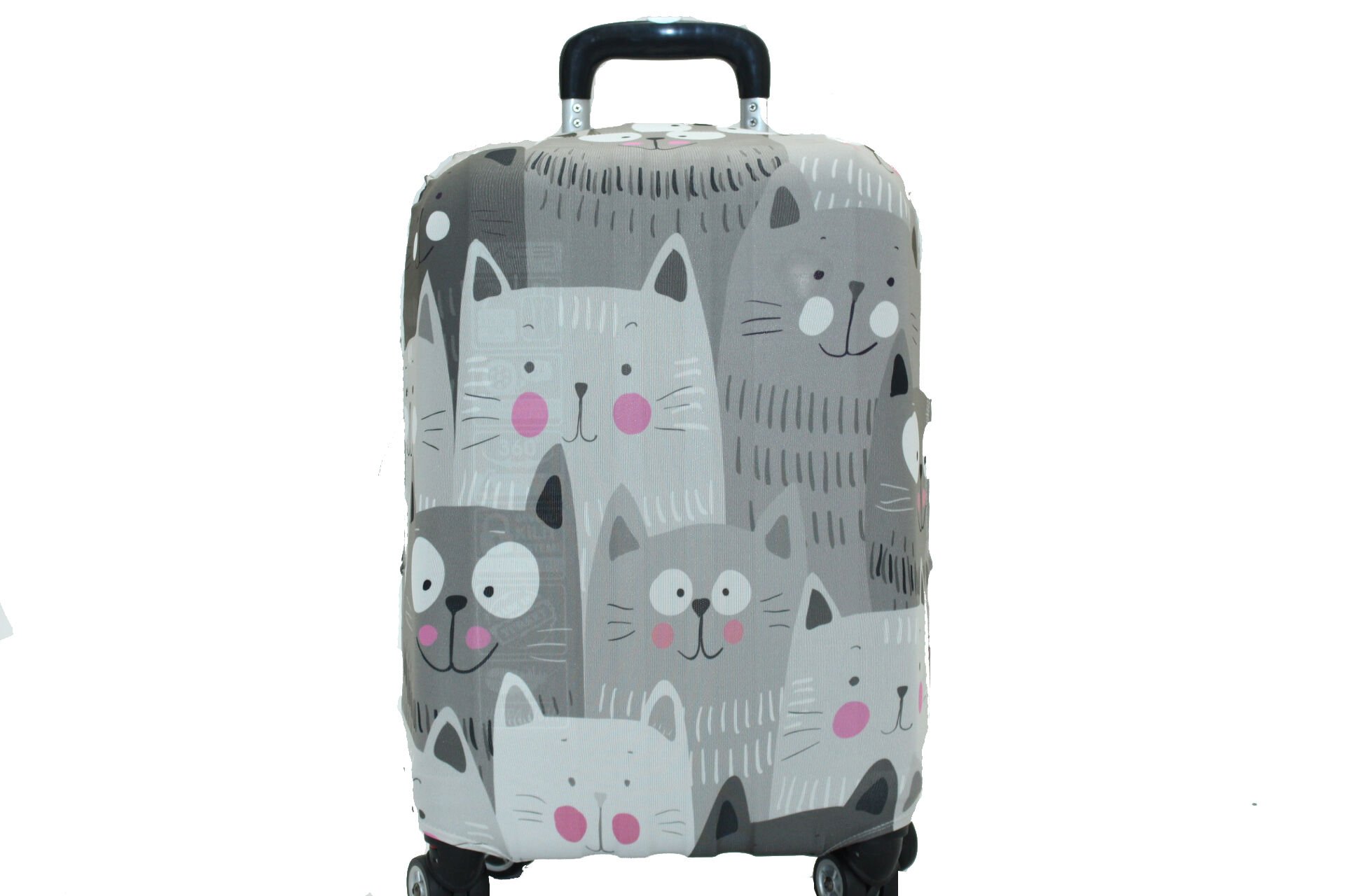 (My#14 Kedi) VALİZ İÇİN KILIF Gri - Kabin Boy