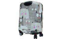 (My#14 Kedi) VALİZ İÇİN KILIF Gri - Kabin Boy