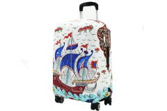 (My#57 Çini Gemi) VALİZ İÇİN KILIF Beyaz - Kabin Boy