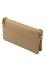 MPCUZ 501 Kadın Unisex, Hakiki Deri, Cüzdan Kartlık, Portföy Bej