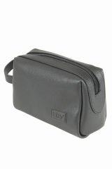 Lizy 1050 Suni Deri Clutch Çanta, Traş / Makyaj Çantası Siyah