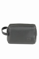 Lizy 1050 Suni Deri Clutch Çanta, Traş / Makyaj Çantası Siyah