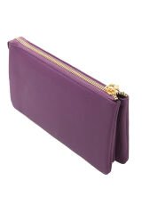 MPCUZ 501 Kadın Unisex, Hakiki Deri, Cüzdan Kartlık, Portföy Mürdüm