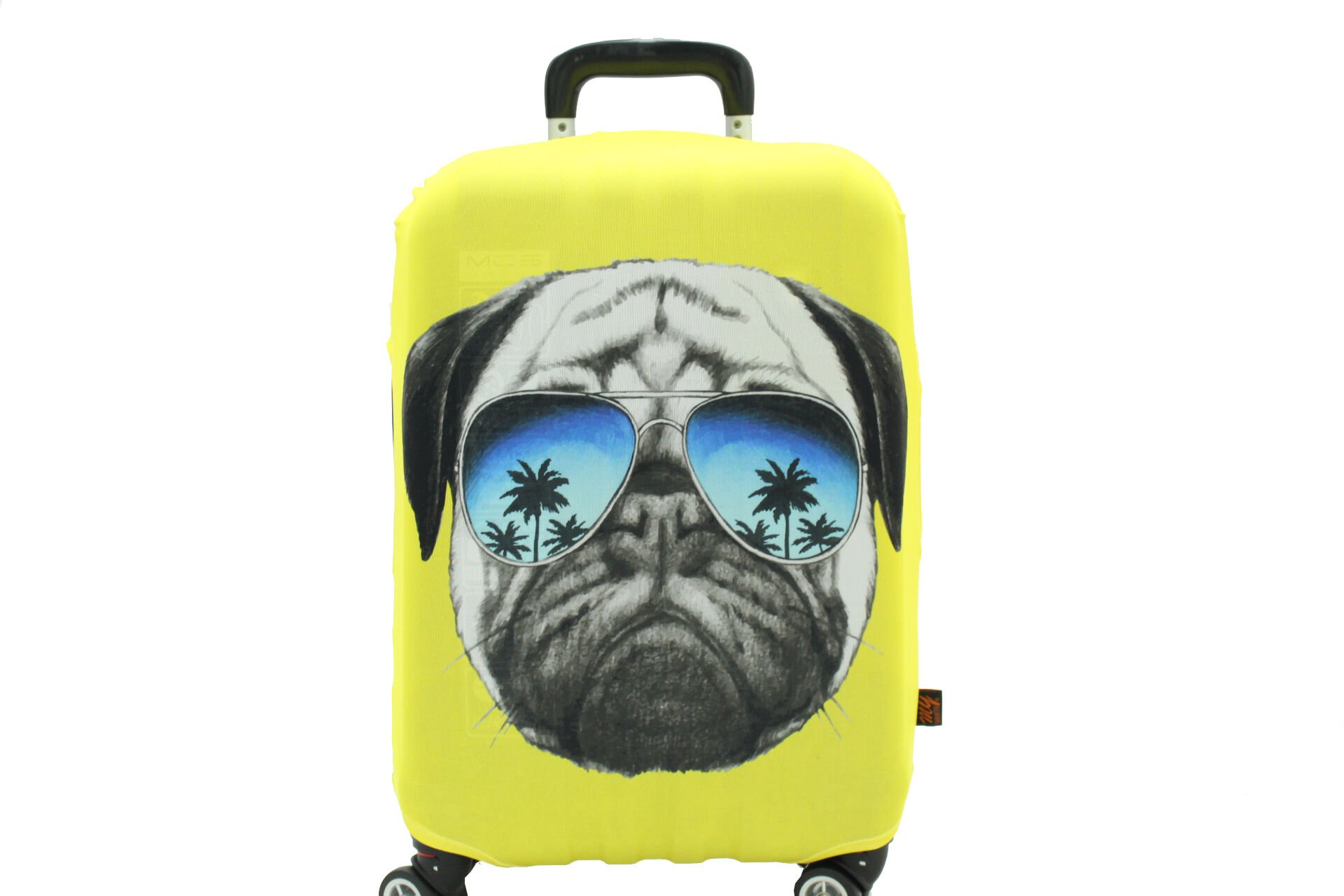 (My#28 Pug Köpek) VALİZ İÇİN KILIF Sarı - Orta Boy