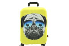 (My#28 Pug Köpek) VALİZ İÇİN KILIF Sarı - Orta Boy