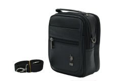 Plevr 6754 Us Polo Assn Suni Deri Omuz Askılı, Kulplu Erkek Portföy Çantası Siyah