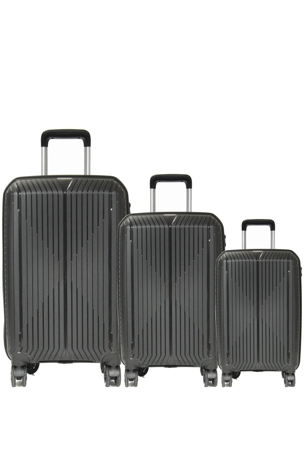 GRND 10728 PP CARMILLA- Büyük + Orta + Kabin Boy Valiz / Bavul Seti - Siyah