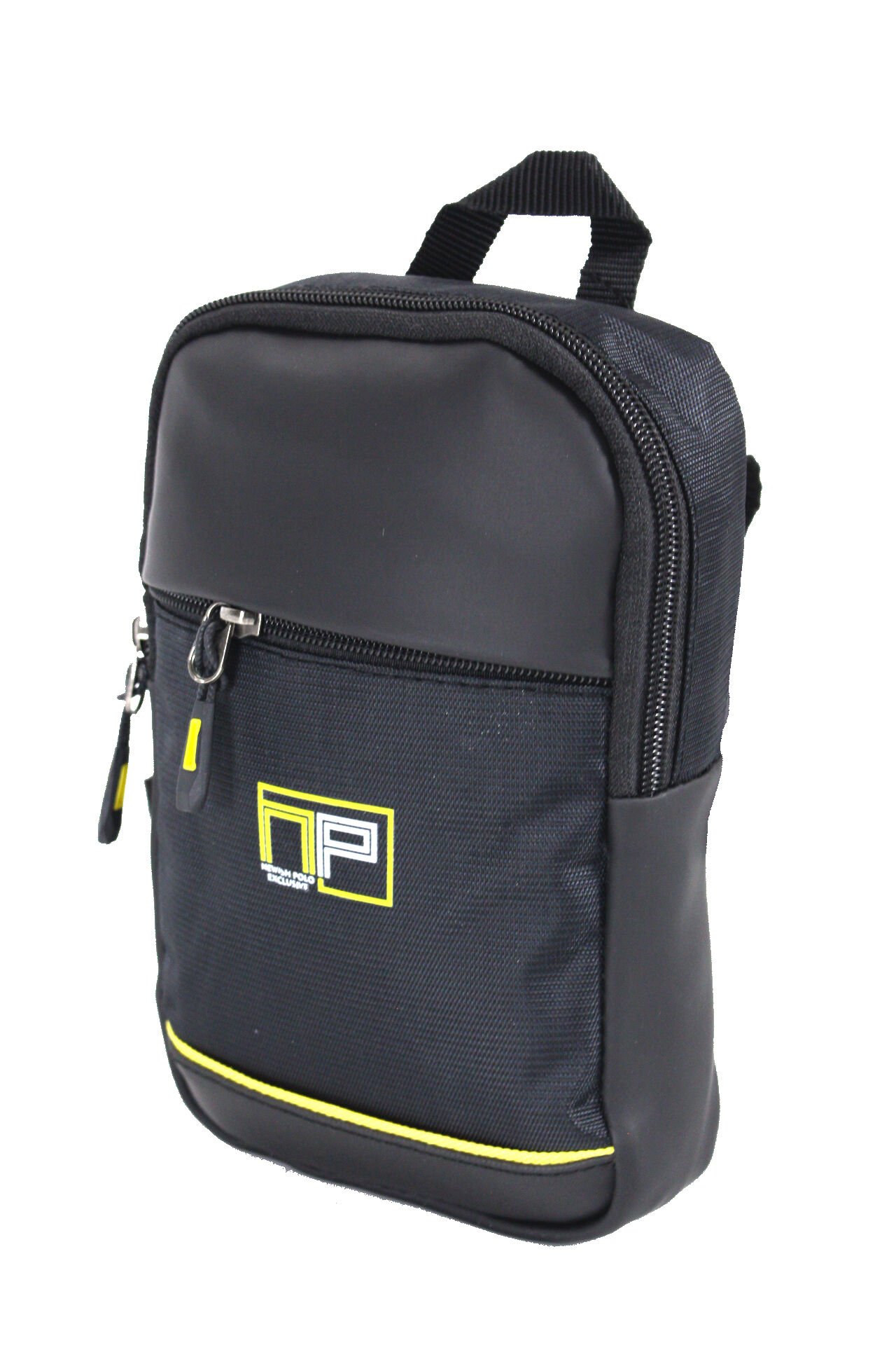 Newish Polo 571 Unisex Polyester Çapraz Çanta, Göğüs Çanta, Portföy, Body Bag Siyah-Sarı