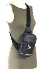 Newish Polo 571 Unisex Polyester Çapraz Çanta, Göğüs Çanta, Portföy, Body Bag Siyah-Sarı