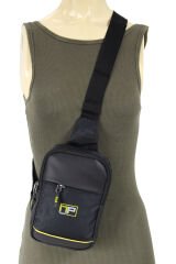 Newish Polo 571 Unisex Polyester Çapraz Çanta, Göğüs Çanta, Portföy, Body Bag Siyah-Sarı