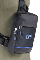 Newish Polo 571 Unisex Polyester Çapraz Çanta, Göğüs Çanta, Portföy, Body Bag Siyah-Mavi